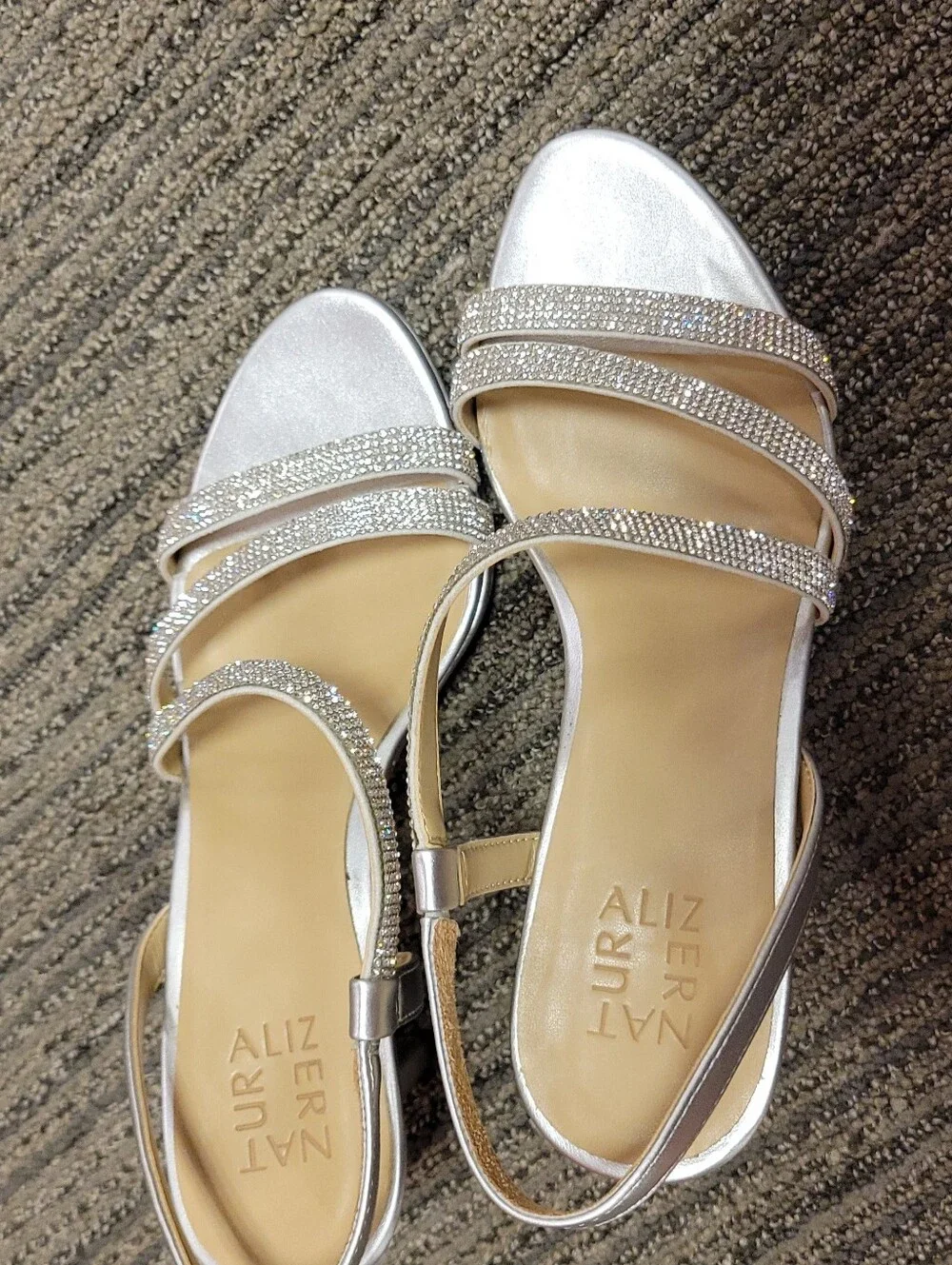 Naturalizer Silver Rhinestone Slingback Heels